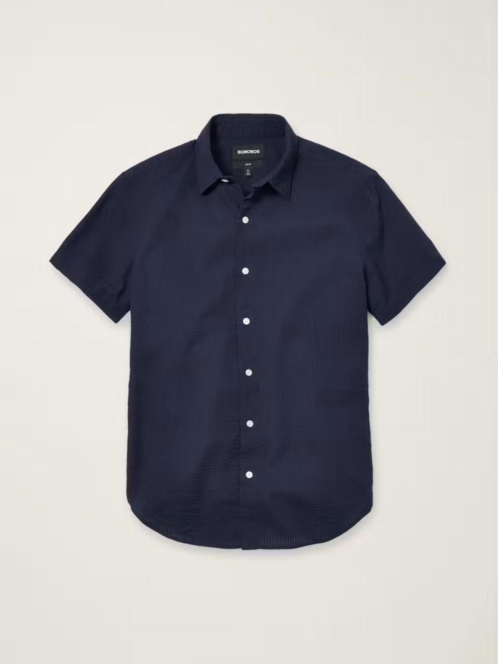 Bonobos Men's Riviera Short Sleeve seersucker button Shirt Size XS Short Navy